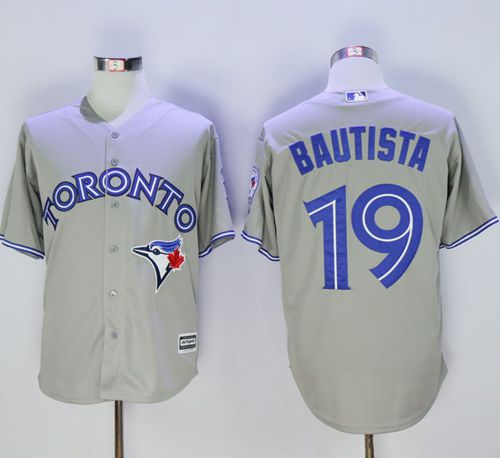 Blue Jays #19 Jose Bautista Grey New Cool Base 40th Anniversary Stitched MLB Jersey - Click Image to Close